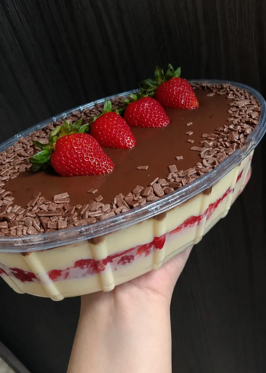 Bombom de morango na travessa
